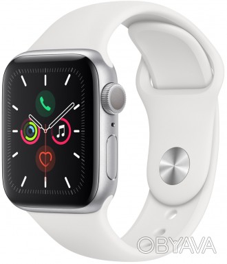 
Умные часы Apple Watch Series 5 GPS 40mm Silver Aluminum Case with White Sport . . фото 1