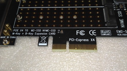 Переходник из PCI-E x4 для M.2 SSD, интерфейс подключения PCI-e либо SATA . Подх. . фото 4
