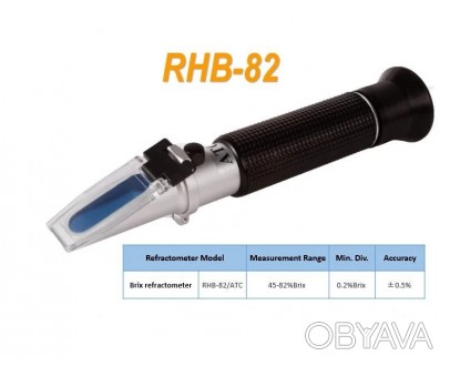 Рефрактометр RHB-82ATC определяет концентрацию (в %) сахарозы в различных соках,. . фото 1