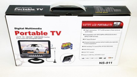 9,5" Портативный TV 911 USB+SD + батарея
9,5" Портативный TV 911  - м. . фото 3