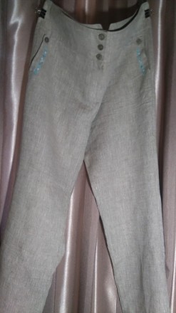 Продам абсолютно новые оригинальные брюки из натурального льна, бежевого цвета ф. . фото 2