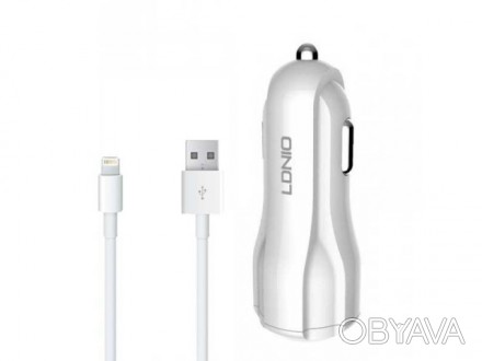 Адаптер автомобильный Ldnio C331 2*USB 3.4A + Lightning кабель
