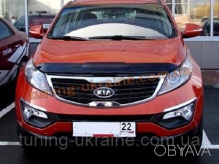 Дефлектор капота «мухобойка» от компании SIM для Kia Sportage 2010-15 предназнач. . фото 1