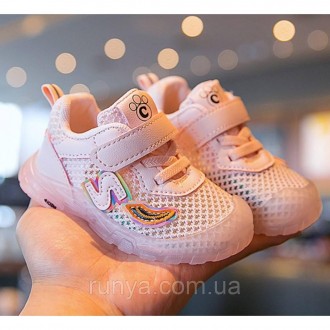 Розовые летние детские кроссовки для девочки S-Kids. Материал: Дышащая сетка, в . . фото 3