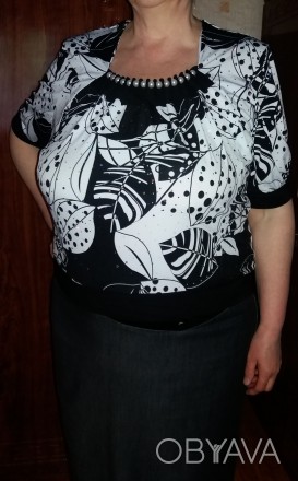 Продам женскую летнюю лёгкую черно-белую блузу - состояние б.у. (без дефектов) -. . фото 1
