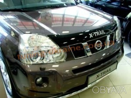 Дефлектор капота «мухобойка» с надписью от компании SIM для Nissan X-TRAIL 2007-. . фото 1