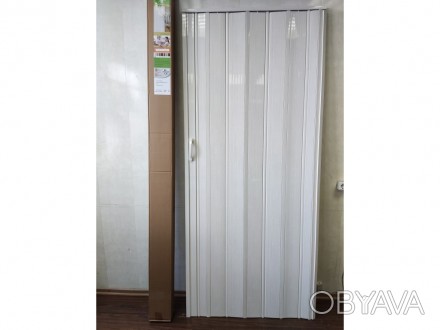 Дверь складная гармошка усиленная , цвет №1 белый ясень, размеры 880*2030*10 мм
. . фото 1