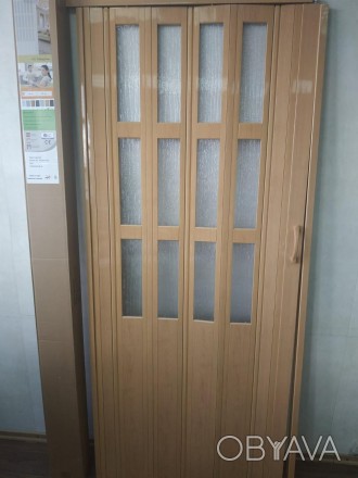 Дверь гармошка полуостеклённая межкомнатная пластиковая с доставкой по Украине о. . фото 1
