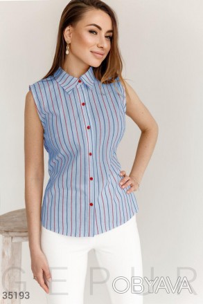 Доступные размеры: xs, s Повседневная женская блуза без рукавов голубого цвета, . . фото 1