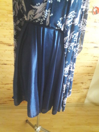 Платье миди синее с ландышами и длинным рукавом ZARINA - размер на бирке L, плат. . фото 5