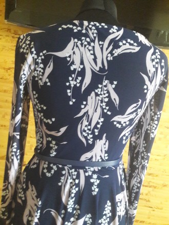 Платье миди синее с ландышами и длинным рукавом ZARINA - размер на бирке L, плат. . фото 7