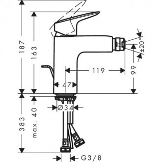 Смеситель для биде Hansgrohe Logis 71200000. . фото 3