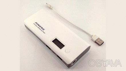 Power Bank на 5 банок 18650 5V 2A с фонариком и двумя USB белый.. . фото 1