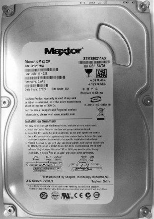 Жесткий диск HDD 80GB 7200rpm 2MB SATA II 3.5 Maxtor STM380211AS 6PS2P7HW. Київ. фото 1 Жесткий диск HDD 80GB 7200rpm 2MB SATA II 3.5 Maxtor STM380211AS 6PS2P7HW. Київ. фото 1