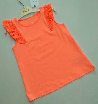 Флуоресцентная оранжевая майка с оборками от английского бренда Next в размере 3. . фото 2