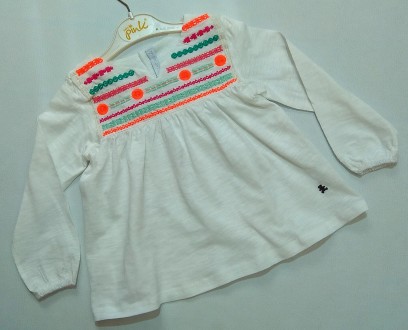 Молочная нежная блуза с вышикой от французского бренда Lulu Castagnette для дево. . фото 2