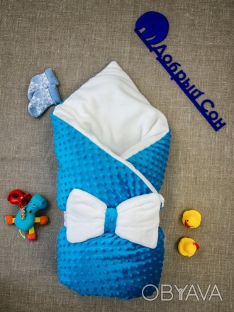  Конверт-одеяло для малыша на резинке с бантом. Плед состоит из теплой и приятно. . фото 1