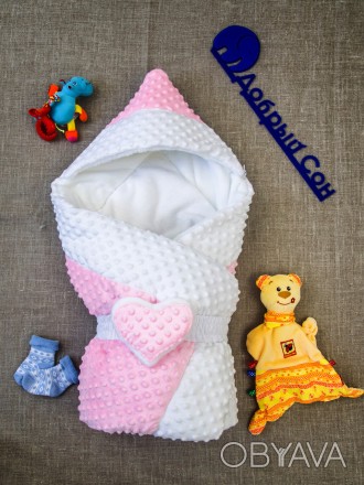  Стеганный конверт-одеяло(100х80см) для малышей с отстегивающимся капюшончиком н. . фото 1