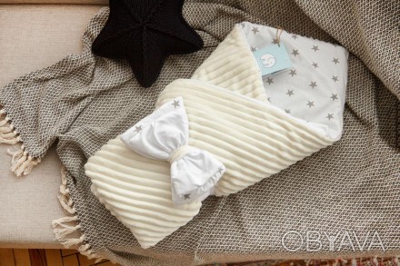 Конверт-одеяло для новорожденного плюш Stripse+бязь - оригинальный продукт. Разм. . фото 1