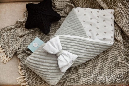  Конверт-одеяло для новорожденного плюш Stripse+бязь - оригинальный продукт. Раз. . фото 1