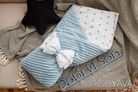  Конверт-одеяло для новорожденного плюш Stripse+бязь - оригинальный продукт. Раз. . фото 1