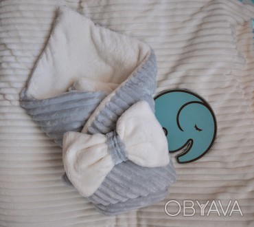Конверт одеяло на резинке для малыша с бантом. Плед состоит из теплой и 
	приятн. . фото 1
