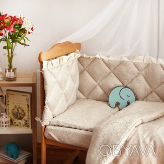 Элегантный комплект постельного белья в кроватку,люльку для новорожденного. 
	Ла. . фото 1