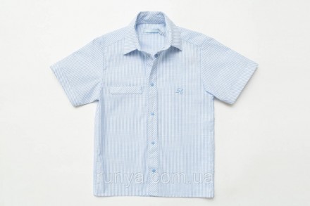 Рубашка в полоску подростковая для мальчика с коротким рукавом. Рубашка выполнен. . фото 2