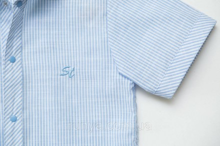 Рубашка в полоску подростковая для мальчика с коротким рукавом. Рубашка выполнен. . фото 4