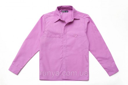 Детская школьная рубашка для мальчика Classic, лиловая. Рубашка для мальчика вып. . фото 2