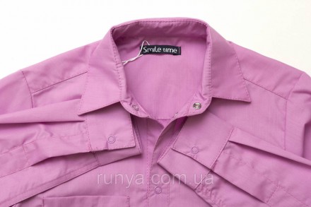 Детская школьная рубашка для мальчика Classic, лиловая. Рубашка для мальчика вып. . фото 3