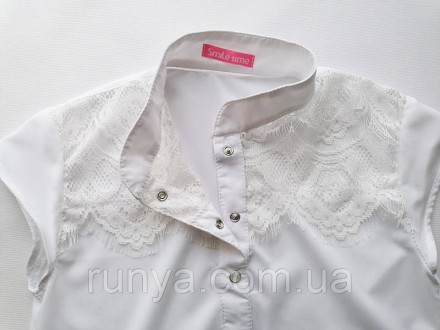 Блузка с коротким рукавом выполнена из легкая струящаяся ткани - софт. Цвет: бел. . фото 3