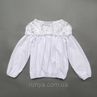 Блузка школьная нарядная для девочки Susie с гипюром. Состав блузки 65% вискоза . . фото 2