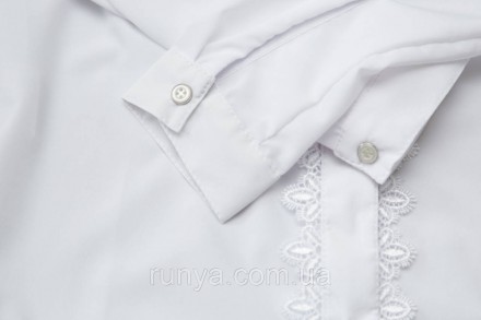 Белая подростковая рубашка на девочку. Рубашка - блузка для девочек из легкого, . . фото 3