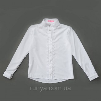 Белая подростковая рубашка на девочку. Рубашка - блузка для девочек из легкого, . . фото 2