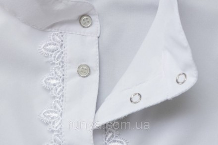 Белая подростковая рубашка на девочку. Рубашка - блузка для девочек из легкого, . . фото 4