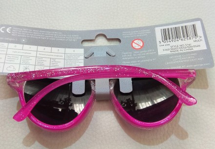 Розовые солнечные блестящие очки - сердечки от английского бренда George для дев. . фото 3