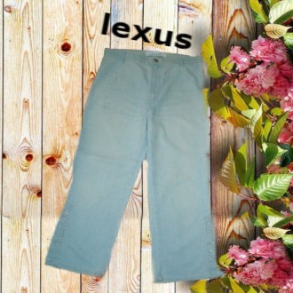 Голубые стильные капри из облегченного джинса, для жаркой летней погоды. Высокая. . фото 2