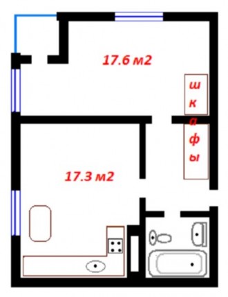 Просторная однокомнатная квартира общей площадью 46 м2 расположена в удобном мес. Вишневе. фото 3