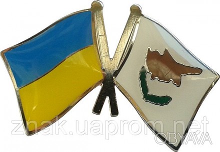 Значок Флаги Украины и Кипра , металлический, крепление бабочка.
Размер значка . . фото 1
