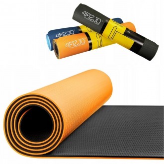 Гимнастический фитнес коврик мат 4FIZJO Tpe 6 мм 4FJ0034 Orange-Black для заняти. . фото 3