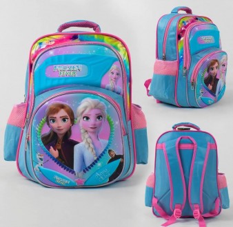Рюкзак детский школьный для девочки  с 2 карманами, мягкой спинкой и 3D рисунком. . фото 2
