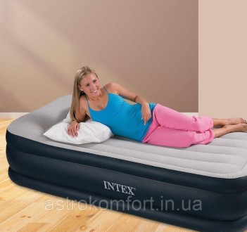 Надувная кровать Intex 99х191х42 см, с встроенным электронасосом. Односпальная
. . фото 7