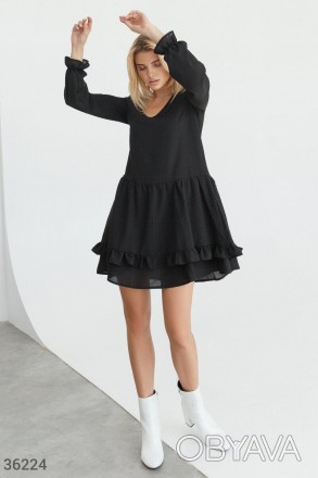 Доступные размеры: l С черным платьем-мини легко составить женственный образ для. . фото 1