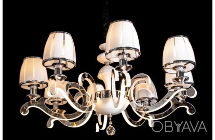 Современная классическая люстра со стекляными плафонами и светодиодной LED подсв. . фото 1