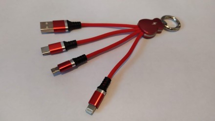 Универсальный кабель USB (microUSB, TypeC, Lighting iPhone) + карабин. Новомосковск. фото 1 Универсальный кабель USB (microUSB, TypeC, Lighting iPhone) + карабин. Новомосковск. фото 1