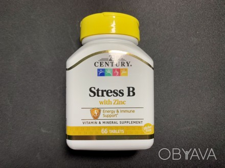 Витамины группы В, Стресс В + цинк, Stress B, 21st Century, 66 таблето