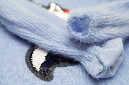 Нарядный детский свитер Pony для девочки, голубой Модный свитер для девочки из п. . фото 3