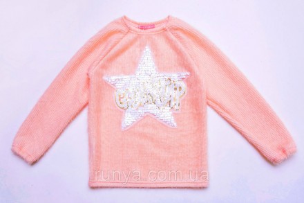 Подростковый нарядный свитер для девочки Golden Star, персик Модный свитер для д. . фото 2