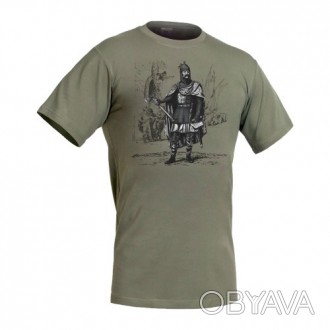 Модель однотонной футболки с рисунком "Вещий Олег" выпущена специально для военн. . фото 1
